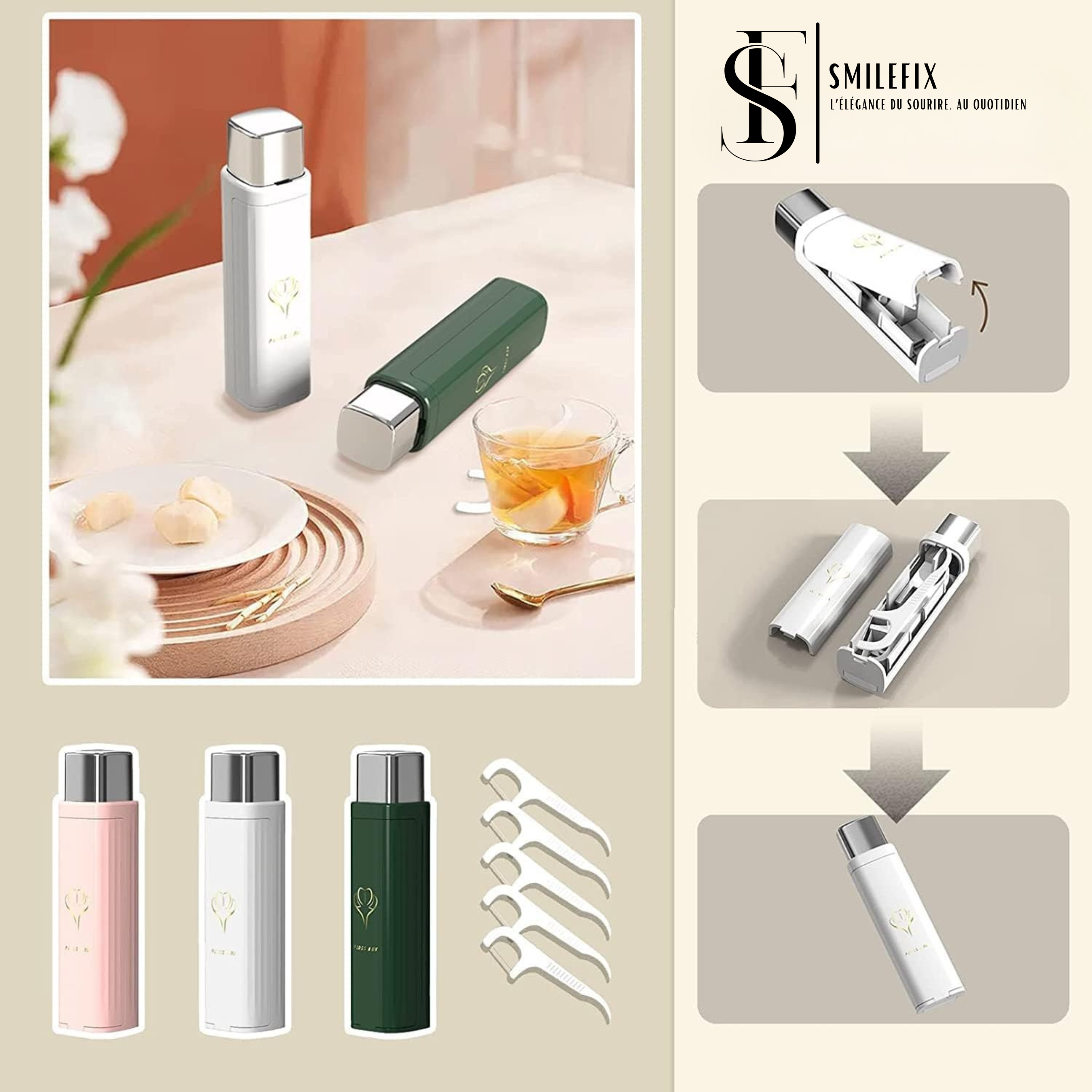 SmileFix - Boîte à fil dentaire élégant